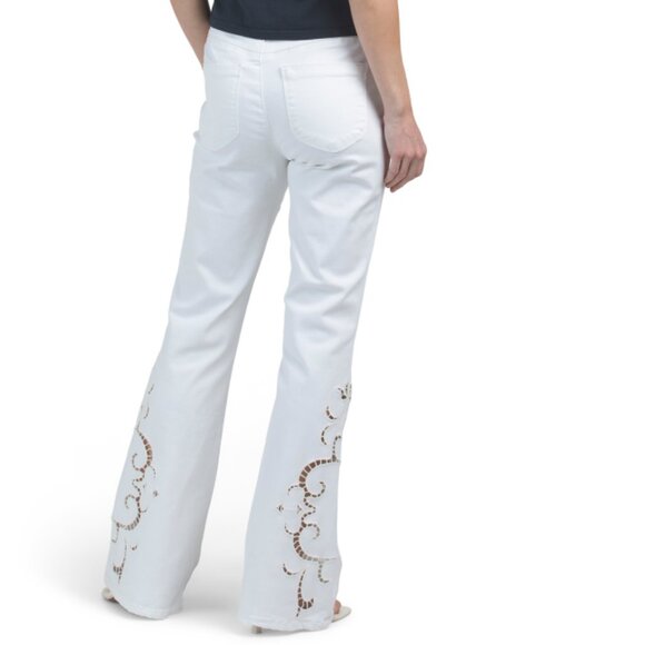 DEMOCRACY Optic White Eyelet Flare Jeans - Picture 2 of 2